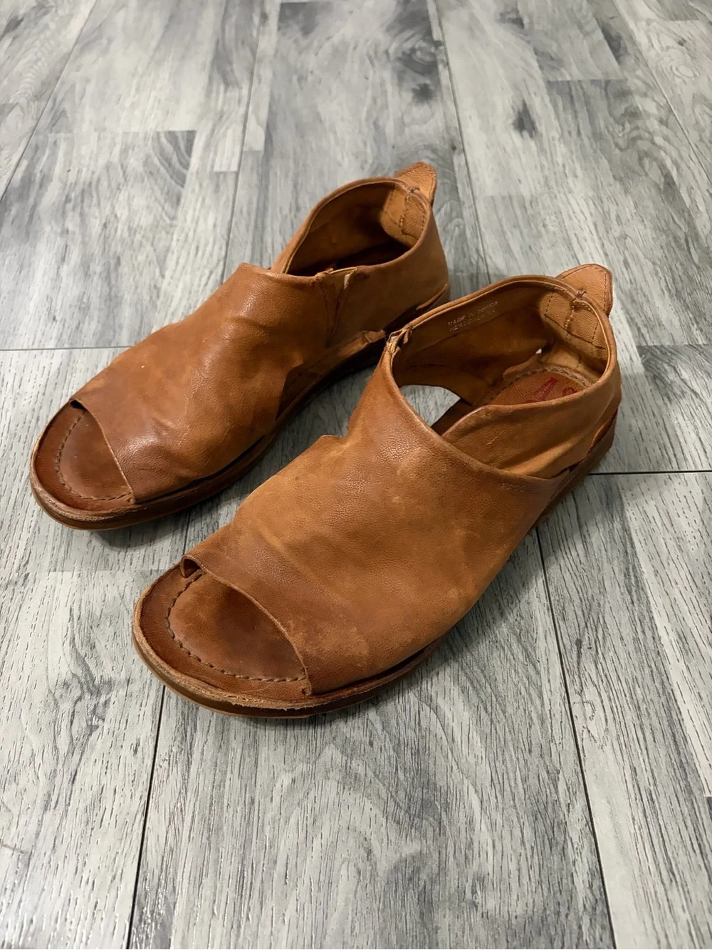 A.S.98 Women's Open-Toe Leather Sandals - Cognac Brown